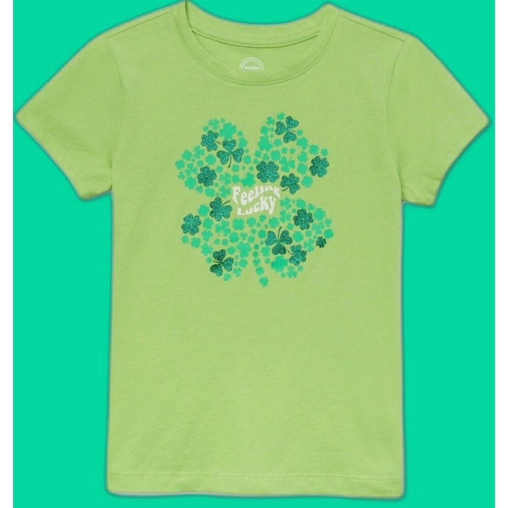 Wonder Nation Feeling Lucky Tee GIRLS SIZE XL 14-16 Green NEW
